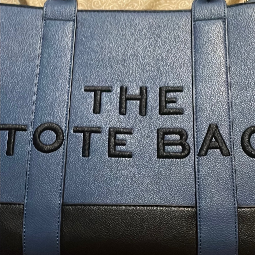 Inspired Marc Jacobs Blue and Black Shoulder Bag with Textured Design